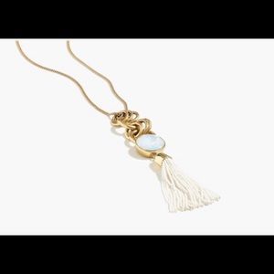 J CREW MedallionTassel Pendant Gold Bead Necklace